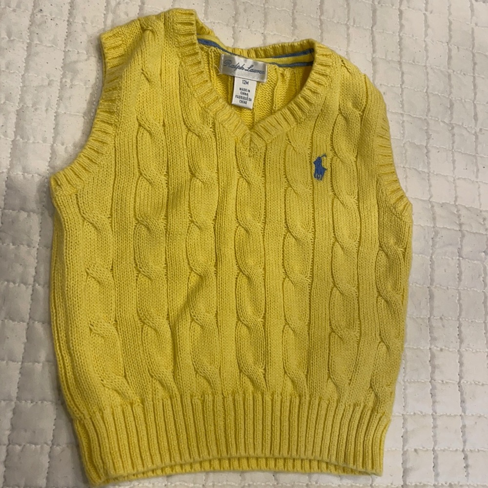 Polo Ralph Lauren 12 month yellow sweater vest